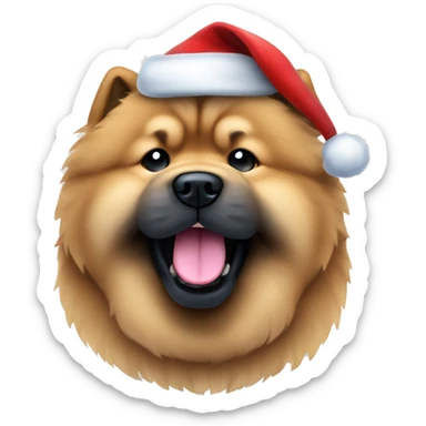 Chow Chow with blue black tongue wearing santa hat sticker