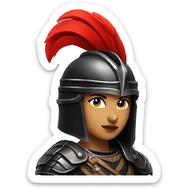 Fantasy spartan warrior female wearing detailed black armor with a red plumed helmet
 sticker