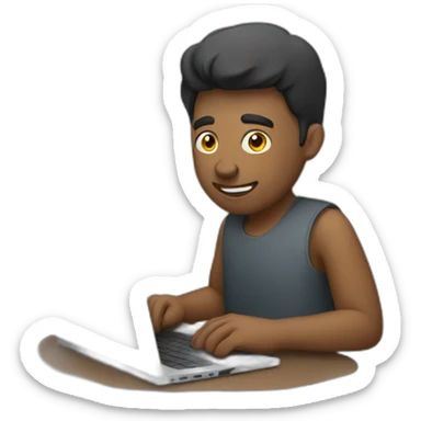 Guy working on a laptop sticker