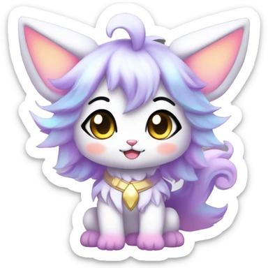 Cute Kawaii Chibi Anthro Sona Colorful Ethereal Pretty see Godly Celestial Shiny Fakemon Full Body sticker