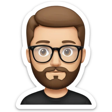 homem de barba e camisa preta e óculos só a cabeça sticker