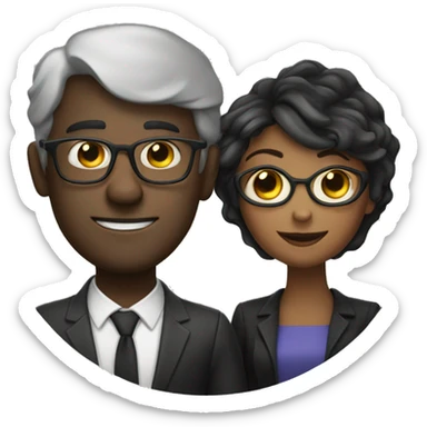 A fair guy and a dark lady with glasses in love  sticker