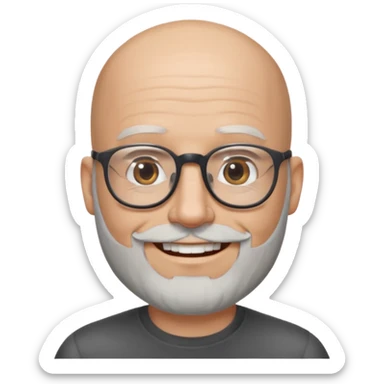 Bald man with salt and pepper beard and glasses sticker