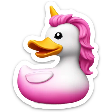 Rubber duck in form of a pink unicorn. Whole duck is pink sticker