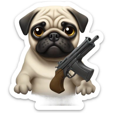 Pug with guns sticker