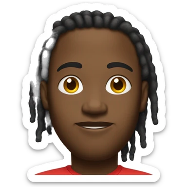 Black man with short twist dreads in a red sweatshirt with slightly chubby face  sticker