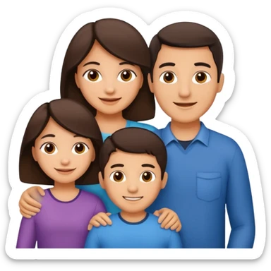 Hispanic family of five: mom and dad in back, three kids in front (two boys and one girl, girl in the middle) sticker