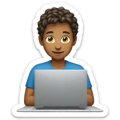 boy with laptop sticker