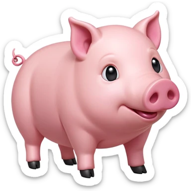 cinematic-[realistic pig]-realistic-full-body-standing-emoji,-tail-flicking-lazily,-head-tilted-dramatically,-sleek-[pink]-skin,-simplified-yet-realistic-focused-features,-highly-detailed,-glowing-with-an-almost-sarcastic-glow sticker
