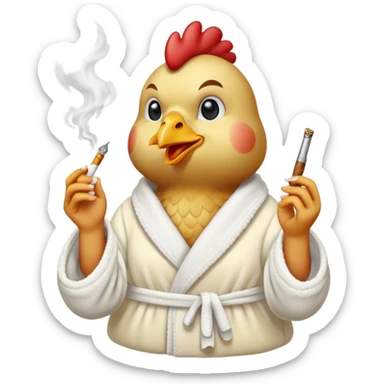 Chicken wearing a bath robe smoking a joint sticker