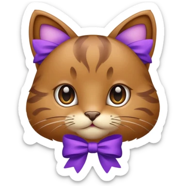 Brown kitty with a purple bow sticker