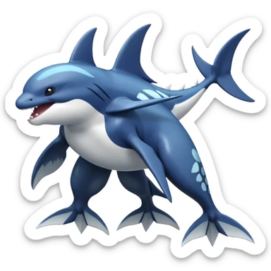 Black and white smooth glossy soft hot handsome tough badass cool Dialga-Orca-Pokémon-Fakémon-fusion-hybrid-creature (full body), 4-legged,  sticker