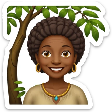an old black woman with jungle tree sticker