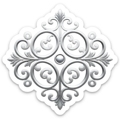 Black and silver filigree page divider, 3D, extremely detailed design sticker