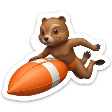 A focused beaver swimmer wearing a racing suit, diving past a floating buoy.


 sticker