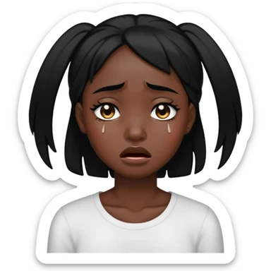 black dark girl with black hair crying 😭  sticker