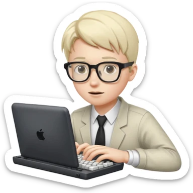 crie um nerd programando sticker