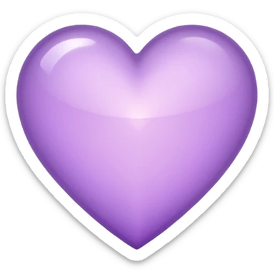 A light purple heart emoji that has the same shape as a normal heart emoji and light reflecting is from the tip of the heart and not in a circular  shape sticker