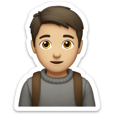 winter, christmas, hispanic, short brown hair, boy, brown eyes, child, full body, grey sweater sticker