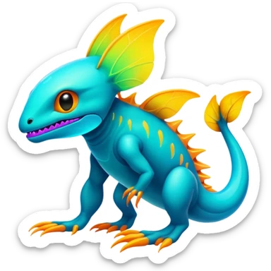 Exotic futuristic lush warm-colored neon Fakémon-creature sticker
