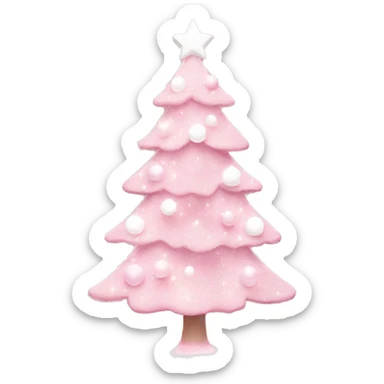 Pastel Pink Christmas tree with pink lights and white ornaments  sticker