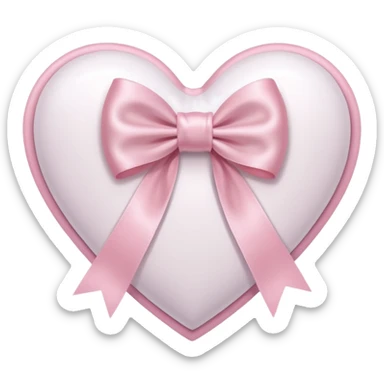 white heart with light pink ribbon bow sticker