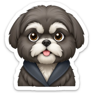 Small all dark grey shih tzu sticker