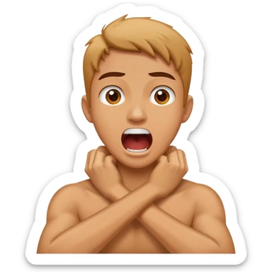 Arms crossed over neck screaming  sticker