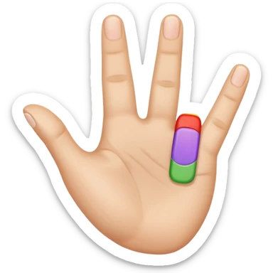 A hand resembling 👆, with the hand entering the frame from the bottom right and pointing diagonally up and left, with the thumb and index finger open and the back of the hand facing the camera. sticker