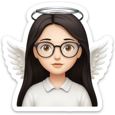 Angel with eyeglasses and long dark hair sticker