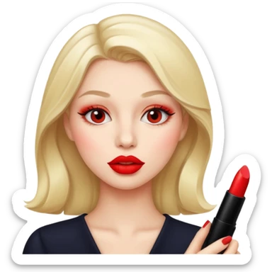 woman applying lipstick sticker