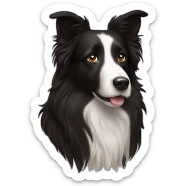 black border collie and woman with long brown hair sticker