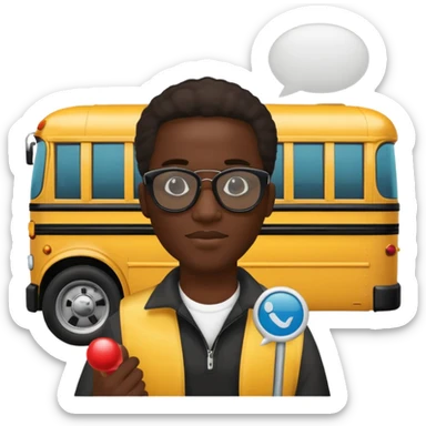 a school bus with a jamaican man saying bomboclat ("BOMBOCLAT' in speech bubble in front of the man) THE SPEECH BUBBLE MUST SAY BOMBOCLAT sticker