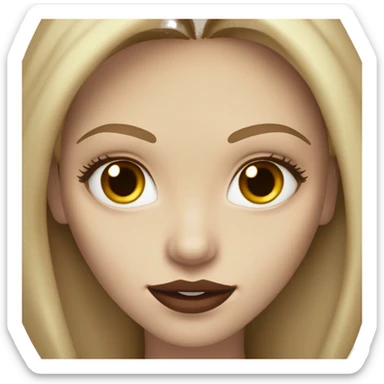 hazel eyed(brown eyes) with golden beautiful, long hair and big lips, pale skin and accurate nose as VAMPIRE. brunette sticker