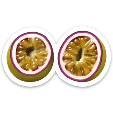 two passion fruit one of them cut sticker