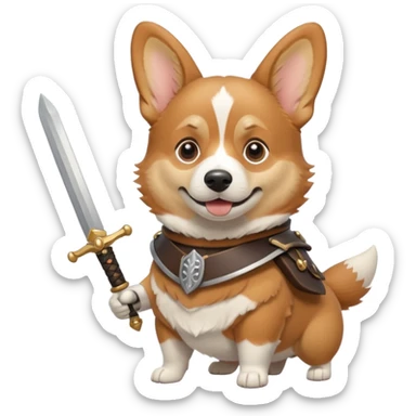 corgi with sword strapped to his front sticker