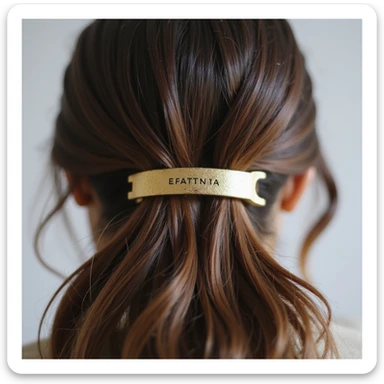 realistic hairclip, gold metal, high detail, photorealistic style sticker