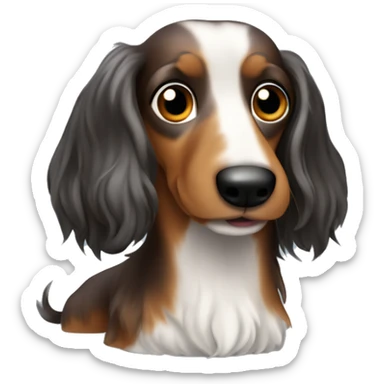 sausage dog long hair dapple sticker