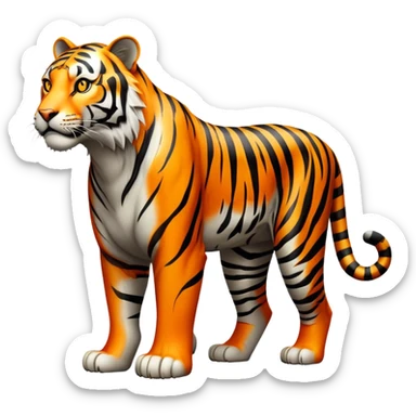 cinematic-tiger-realistic-full-body-standing,-massive-striped-frame-exuding-power-and-grace,-bold-orange-fur-with-thick-black-stripes,-head-tilted-dramatically,-piercing-yellow-eyes-focused-intensely,-simplified-yet-realistic-focused-features,-highly-detailed,-glowing-with-an-almost-sarcastic-glow sticker