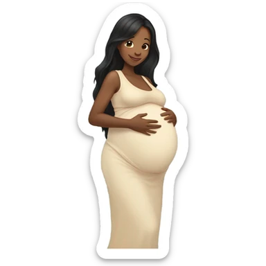 Black hair pregnant woman sticker