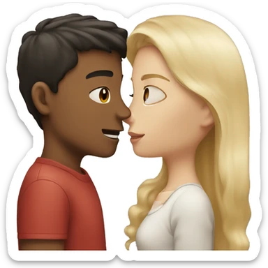 Two people kissing, boy with dark hair and girl with blonde hair, both light skin sticker