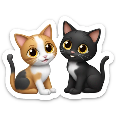 I want 2 cats. I want them next to each other. I want one to be calico colored. I want the other cat to be completely black colored sticker