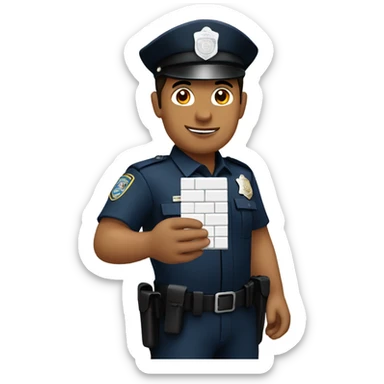 hispanic police holding a white brick sticker