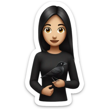 Black hair girl black top girls face on a birds body sticker