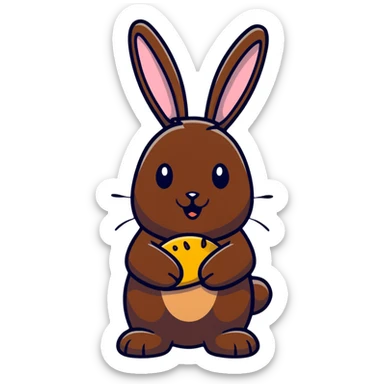 Chocolate bunny figurine with a bite missing from its rear end sticker