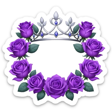 Purple rose with silver tiara and a purple emblem leaf wreath sticker