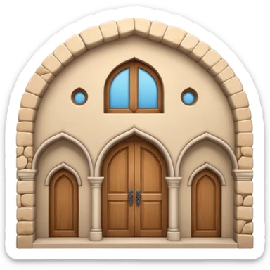 3D Apple-style emoji of a full traditional Turkish han building, showing the entire stone structure with arches, wooden doors, and windows. Rounded, glossy, smooth, soft shadows, white background.








 sticker