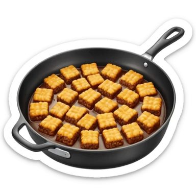 fried minced meat dish object icon, cooked minced meat in a pan, slightly crispy texture, glossy oil shine, 3D cartoon, mobile game icon style, centered, clean background, soft shadow, no text, no watermark
  sticker