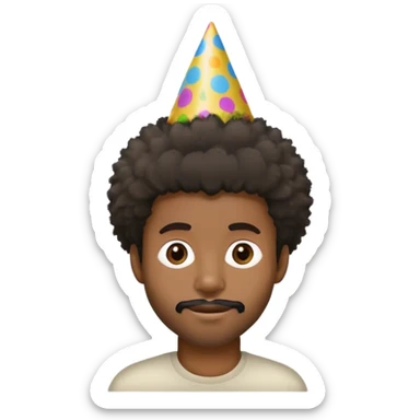 birthday black guy with fuzzy hair with birthday hat sticker