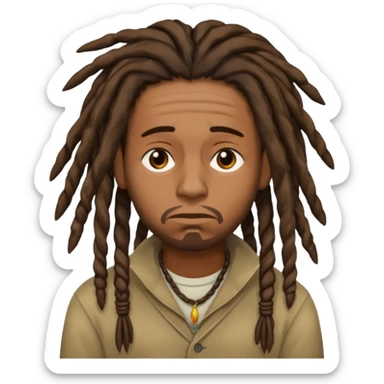 man with dreads ashamed sticker